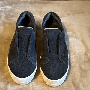 J Slides Black Leopard Print Sneakers